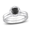 Thumbnail Image 1 of Black & White Diamond Bridal Set 1 ct tw Round 14K White Gold