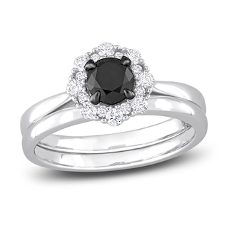 Midnight Black Diamond 1â…œ CT. T.W. Black Diamond 10K Rose Gold Bridal  Ring Set