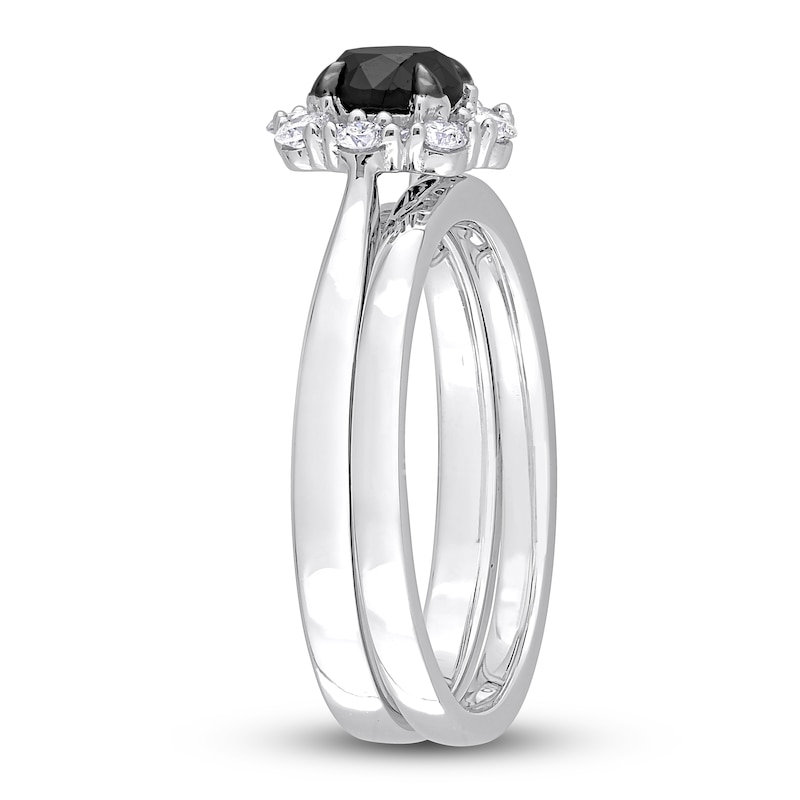 Main Image 2 of Black & White Diamond Bridal Set 1 ct tw Round 14K White Gold