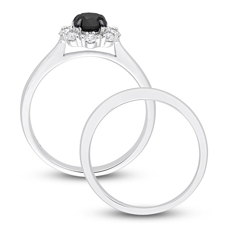 Main Image 3 of Black & White Diamond Bridal Set 1 ct tw Round 14K White Gold