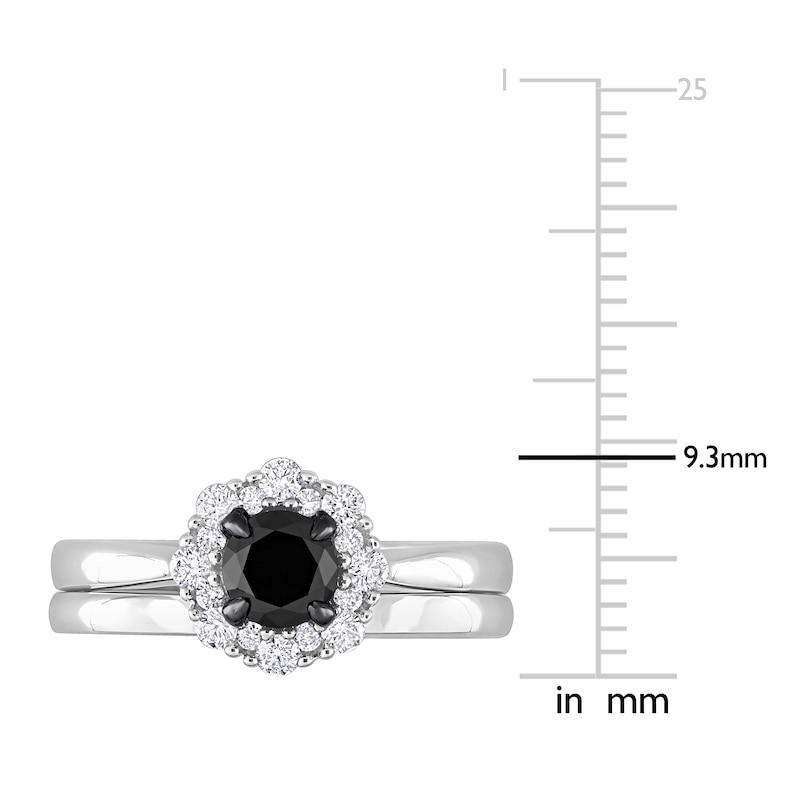 Main Image 4 of Black & White Diamond Bridal Set 1 ct tw Round 14K White Gold