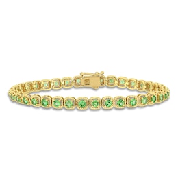 Natural Tsavorite Garnet Tennis Bracelet 14K Yellow Gold 7&quot;