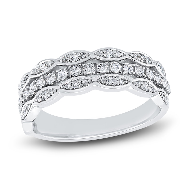 Main Image 1 of Diamond Multi Row Ring 3/8 ct tw Round 14K White Gold