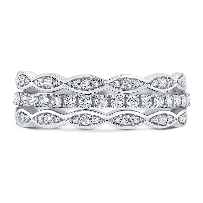 Main Image 3 of Diamond Multi Row Ring 3/8 ct tw Round 14K White Gold