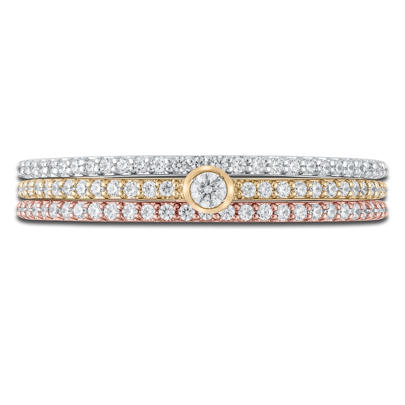 Main Image 3 of Diamond Stackable Ring 1/3 ct tw Round 14K Tri-Tone Gold