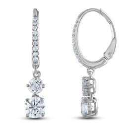 Lab-Created Diamond 2-Stone Earrings 1-1/2 ct tw Round 14K White Gold