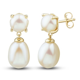 Freshwater Cultured Pearl Dangle Earrings 14K Yellow Gold