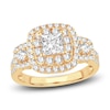 Thumbnail Image 1 of Diamond 3-Stone Engagement Ring 1-1/2 ct tw Princess/ Round 14K Yellow Gold