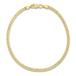 Semi-Solid Bismark Chain Bracelet 14K Yellow Gold 7.25&quot; 2.4mm