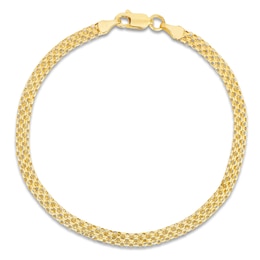 Semi-Solid Bismark Chain Bracelet 14K Yellow Gold 7.25&quot; 3.5mm