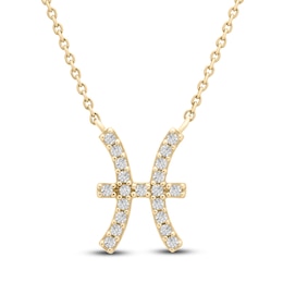 Diamond Pisces Necklace 1/10 ct tw Round 14K Yellow Gold 16.75&quot;