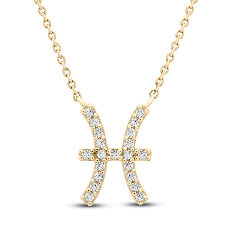 Diamond Pisces Necklace 1/10 ct tw Round 14K Gold 16.75