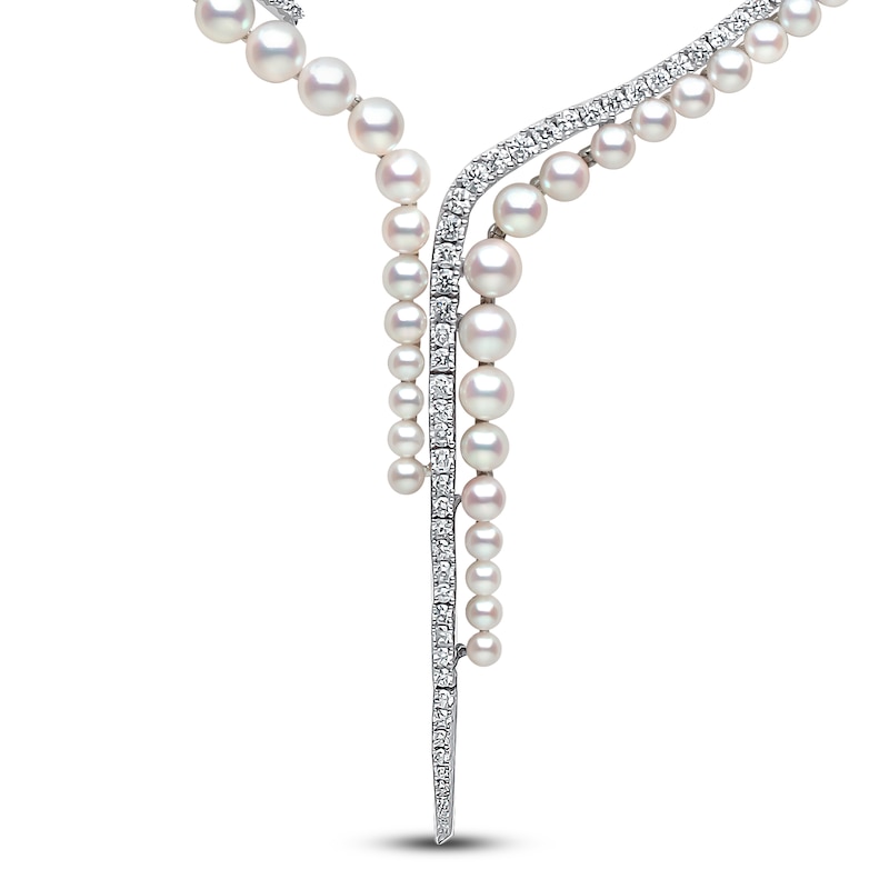 Main Image 2 of Yoko London Akoya Cultured Pearl Y Necklace 4 ct tw Diamonds 18K White Gold 17&quot;