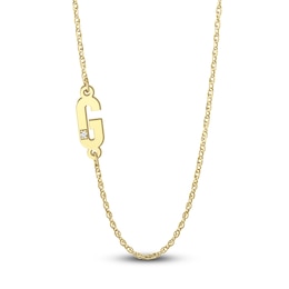 High-Polish Initial Necklace Diamond Accents 14K Yellow Gold 18&quot;