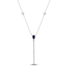 Thumbnail Image 0 of Natural Blue Sapphire & Diamond Y Necklace 1/8 ct tw 14K White Gold