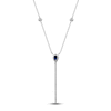 Thumbnail Image 2 of Natural Blue Sapphire & Diamond Y Necklace 1/8 ct tw 14K White Gold