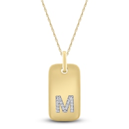 Diamond Initial M Pendant Necklace 1/15 ct tw 14K Yellow Gold