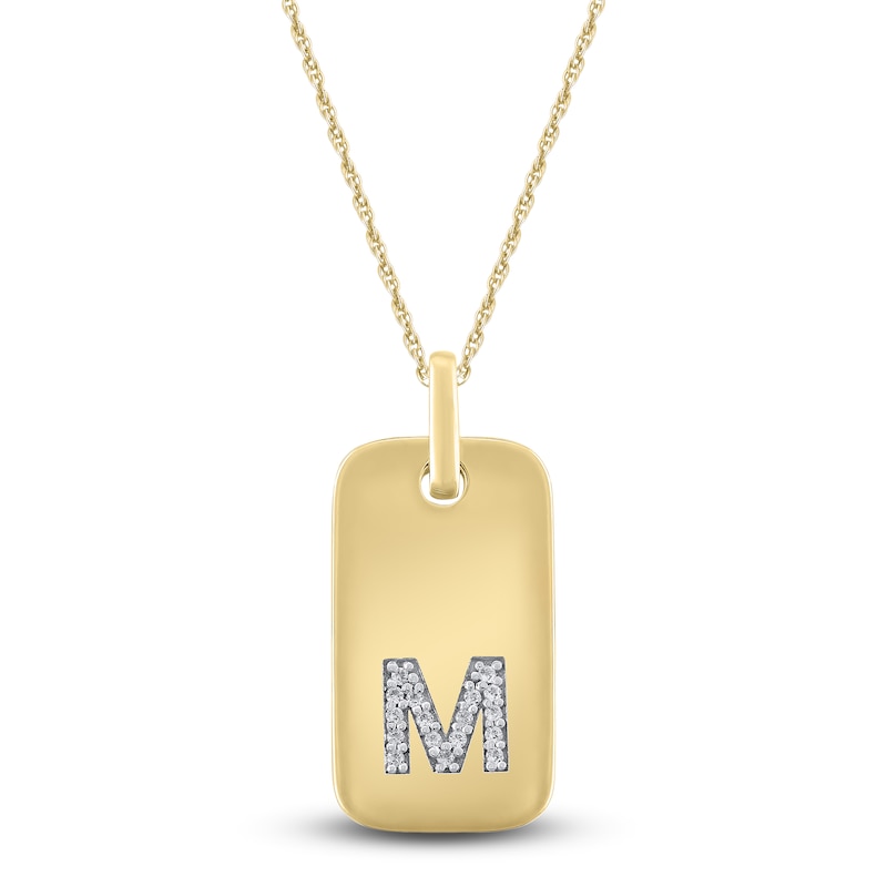 Diamond Initial M Pendant Necklace 1/15 ct tw 14K Yellow Gold