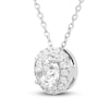 Thumbnail Image 2 of Diamond Halo Pendant Necklace 1 ct tw 14K White Gold