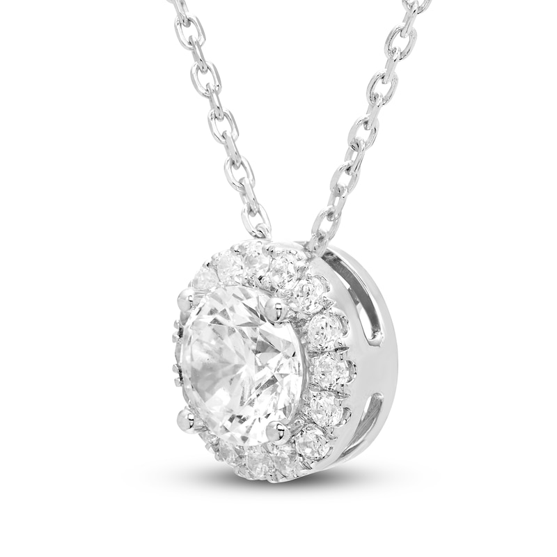 Main Image 2 of Diamond Halo Pendant Necklace 1 ct tw 14K White Gold