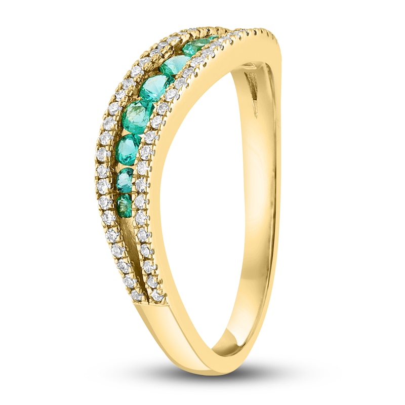 Main Image 2 of LALI Jewels Natural Emerald & Diamond Ring 1/5 ct tw 14K Yellow Gold