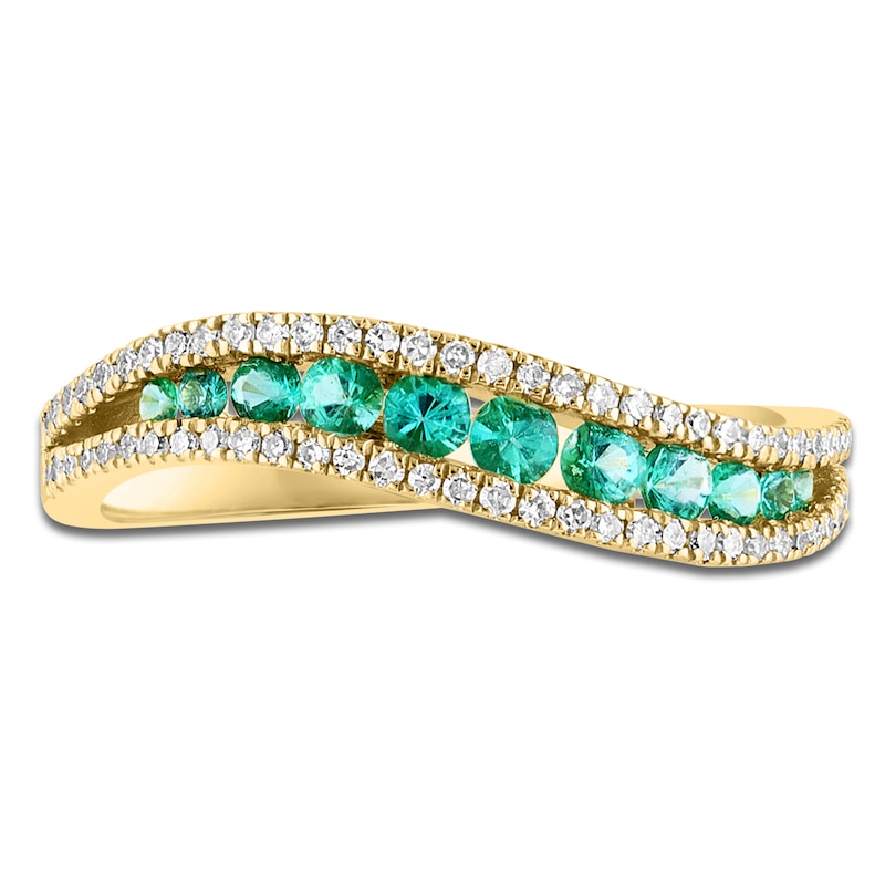 Main Image 3 of LALI Jewels Natural Emerald & Diamond Ring 1/5 ct tw 14K Yellow Gold