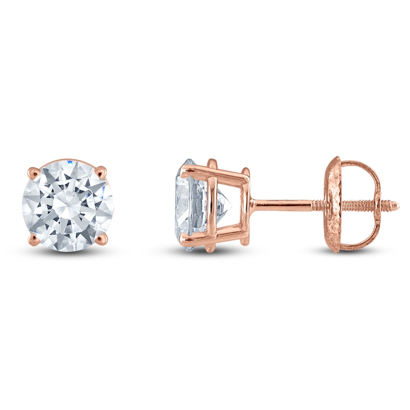 Round-Cut Diamond Solitaire Stud Earrings 1-3/8 ct tw 14K Rose Gold (I/I2)