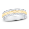 Thumbnail Image 1 of Men's Certified Diamond Textured Wedding Band 1/2 ct tw 14K Two-Tone Gold