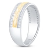 Thumbnail Image 2 of Men's Certified Diamond Textured Wedding Band 1/2 ct tw 14K Two-Tone Gold