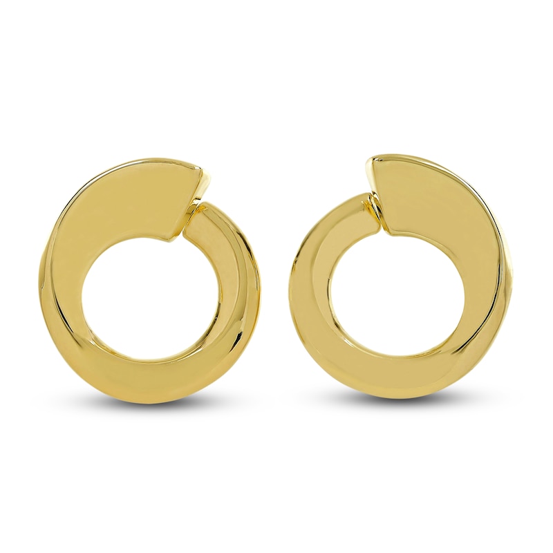 Open Circle Swirl Stud Earrings 14K Yellow Gold