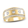 Thumbnail Image 1 of Lab-Created Diamond Men's Square & Round-Cut Wedding Band 1-1/2 ct tw 14K Yellow Gold