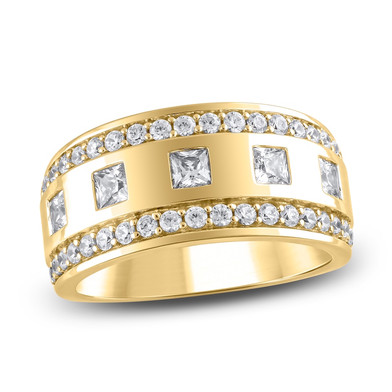 Lab-Created Diamond Men's Square & Round-Cut Wedding Band 1-1/2 ct tw 14K Yellow Gold