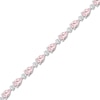 Thumbnail Image 1 of Pear-Shaped Pink & White Lab-Created Diamond Tennis Bracelet 9-1/2 ct tw 14K White Gold 7"