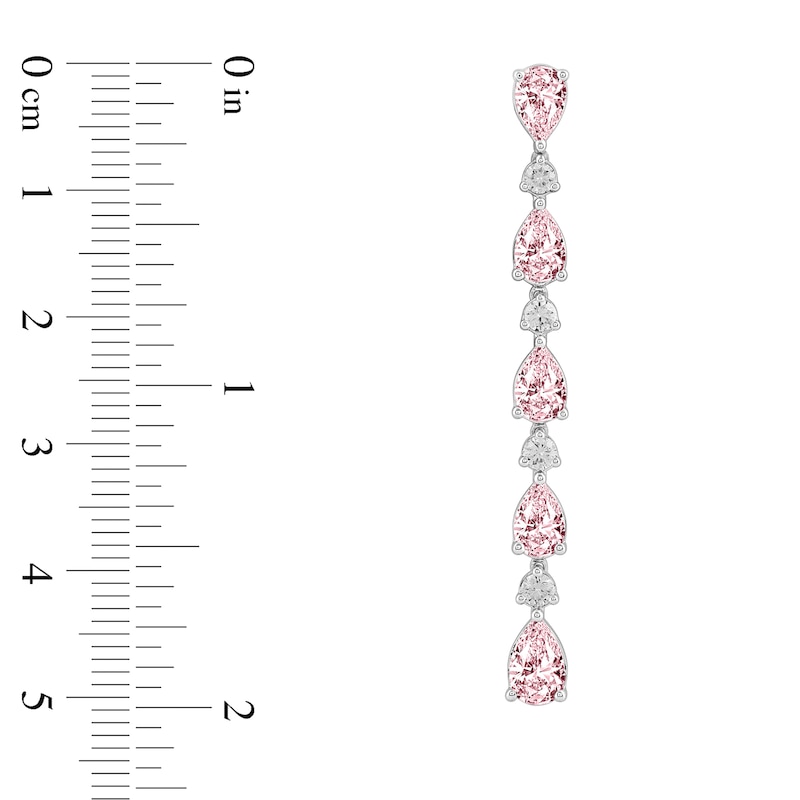 Pear-Shaped Pink & White Lab-Created Diamond Drop Earrings 6-1/4 ct tw 14K White Gold