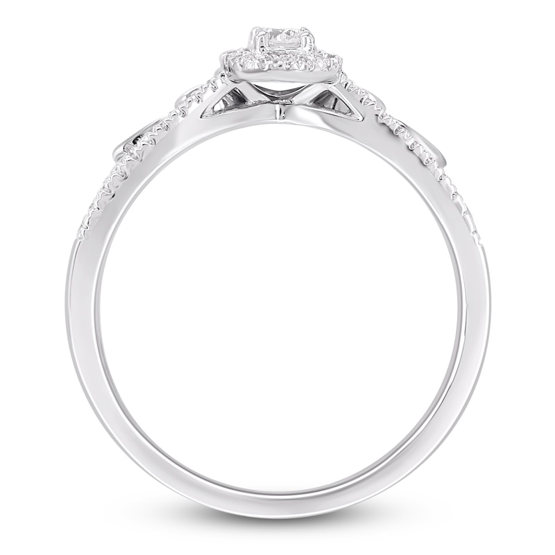 Multi-Diamond Pear-Shaped Halo Promise Ring 1/4 ct tw 10K White Gold