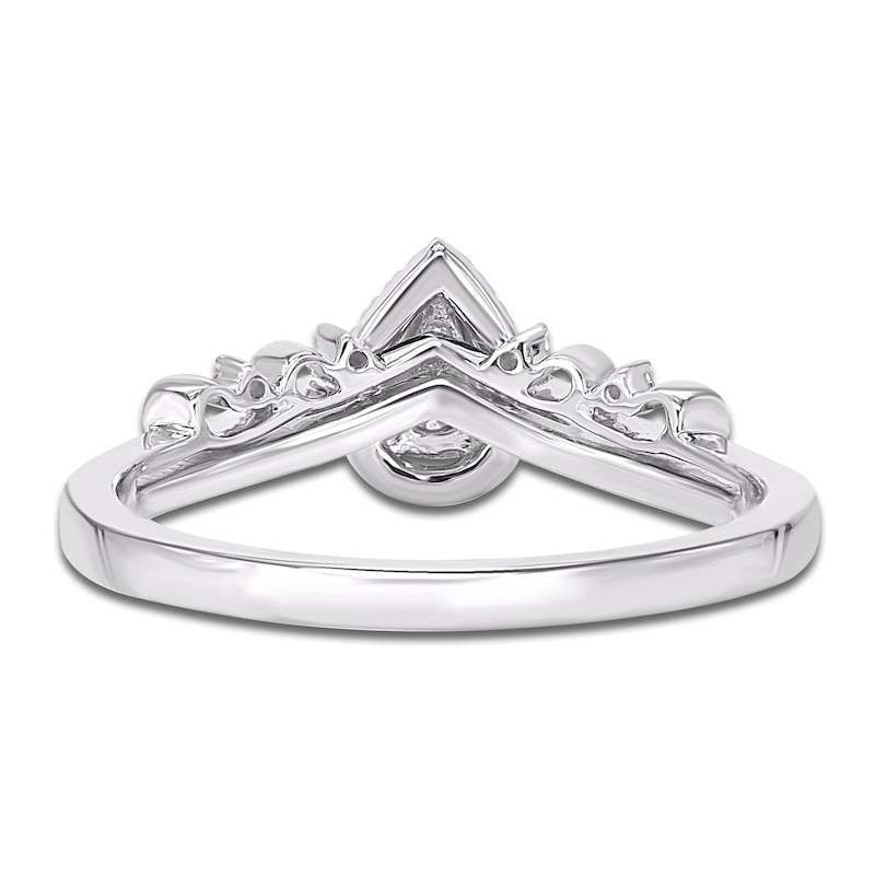 Multi-Diamond Pear-Shaped Halo Promise Ring 1/4 ct tw 10K White Gold