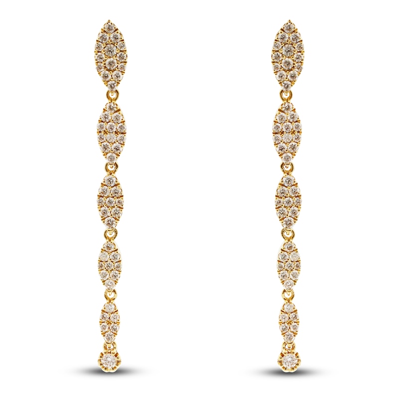 Crivelli Multi-Diamond Graduated Drop Earrings 3/4 ct tw 18K Yellow Gold