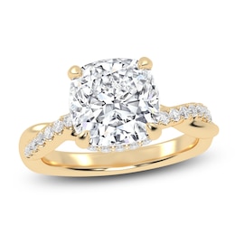 Cushion-Cut Lab-Created Diamond Twist Engagement Ring 2-1/3 ct tw 14K Yellow Gold