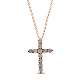 Le Vian Diamond Cross Necklace 1-1/5 ct tw 14K Strawberry Gold 19&quot;