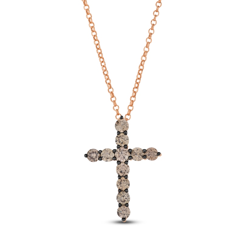 Le Vian Diamond Cross Necklace 1-1/5 ct tw 14K Strawberry Gold 19"