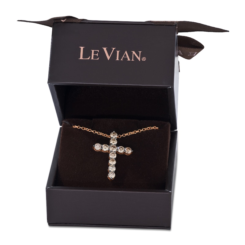 Le Vian Diamond Cross Necklace 1-1/5 ct tw 14K Strawberry Gold 19"