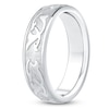 Thumbnail Image 2 of Men's Scroll Pattern Sandblast Wedding Band 18K White Gold 5.9mm