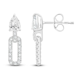 Pear-Shaped Lab-Created Diamond Link Drop Earrings 2 ct tw 14K White Gold