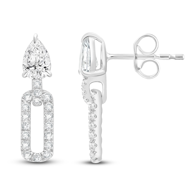 Main Image 1 of Pear-Shaped Lab-Created Diamond Link Drop Earrings 2 ct tw 14K White Gold