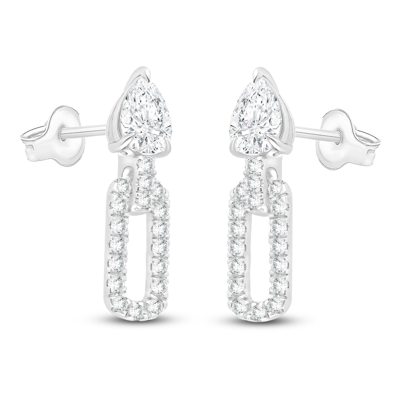 Main Image 2 of Pear-Shaped Lab-Created Diamond Link Drop Earrings 2 ct tw 14K White Gold