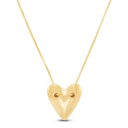 Italia D'Oro Sliding Puff Heart Necklace 14K Yellow Gold 18&quot;