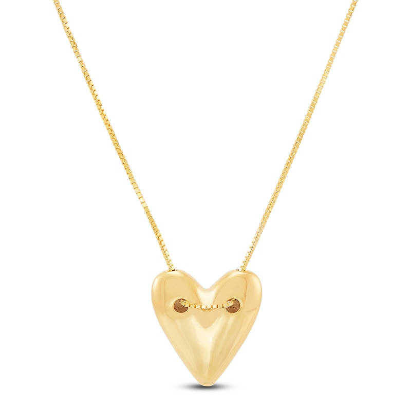 Main Image 1 of Italia D'Oro Sliding Puff Heart Necklace 14K Yellow Gold 18&quot;