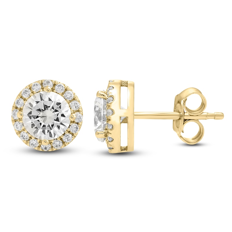 Main Image 1 of Brilliant Moments Diamond Halo Stud Earrings 2 ct tw 14K Yellow Gold