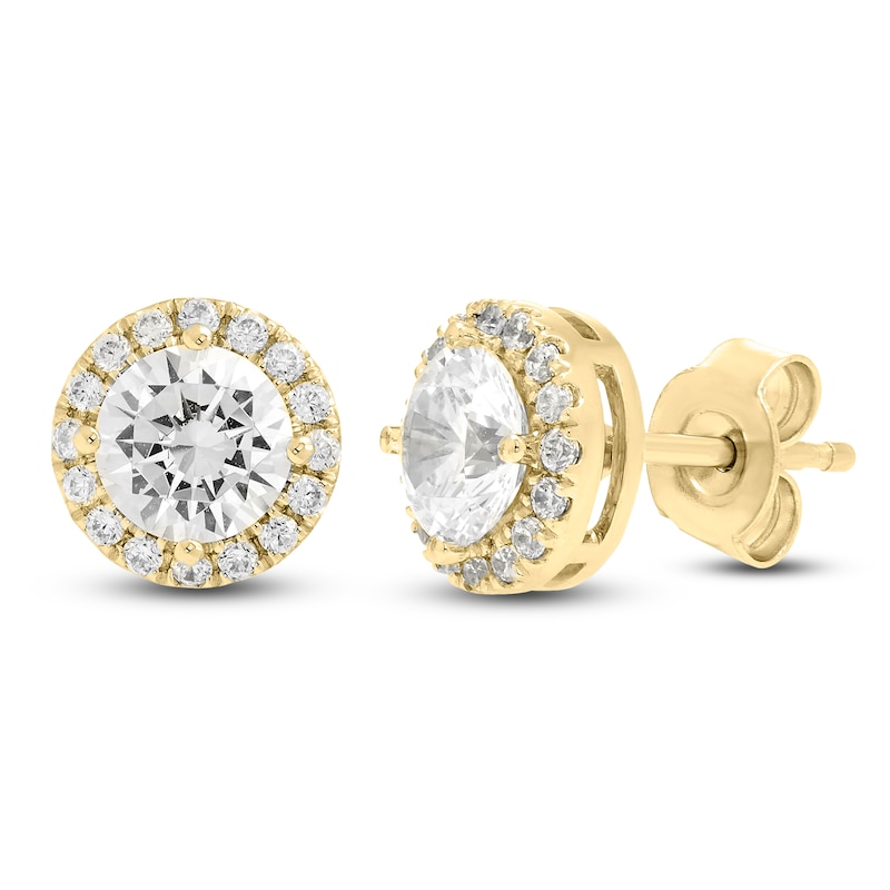 Main Image 2 of Brilliant Moments Diamond Halo Stud Earrings 2 ct tw 14K Yellow Gold