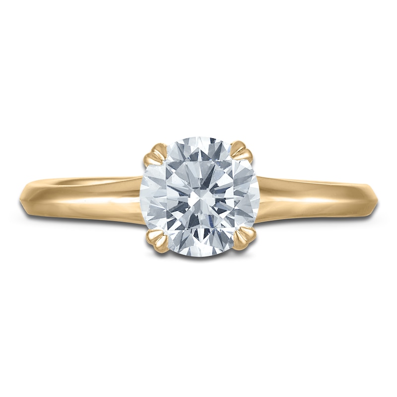 Main Image 2 of Certified Round-Cut Diamond Solitaire Engagement Ring 1 ct tw 14K Yellow Gold (SI2/G)